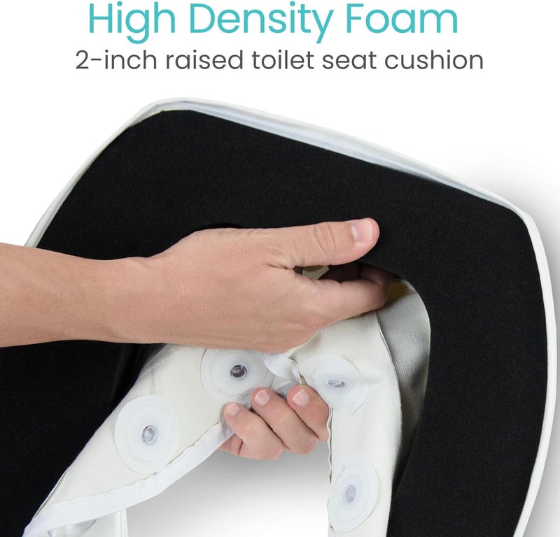 VIVE وسادة رفع مقعد المرحاض لكبار السن - تناسب عالمي - مقعد مرحاض مرتفع مع رغوة عالية الكثافة للمقاسات الطويلة والعادية - مقبض قوي، مبطن ومريح - رافع طبي مرتفع لذوي الاحتياجات الخاصة - Image 4